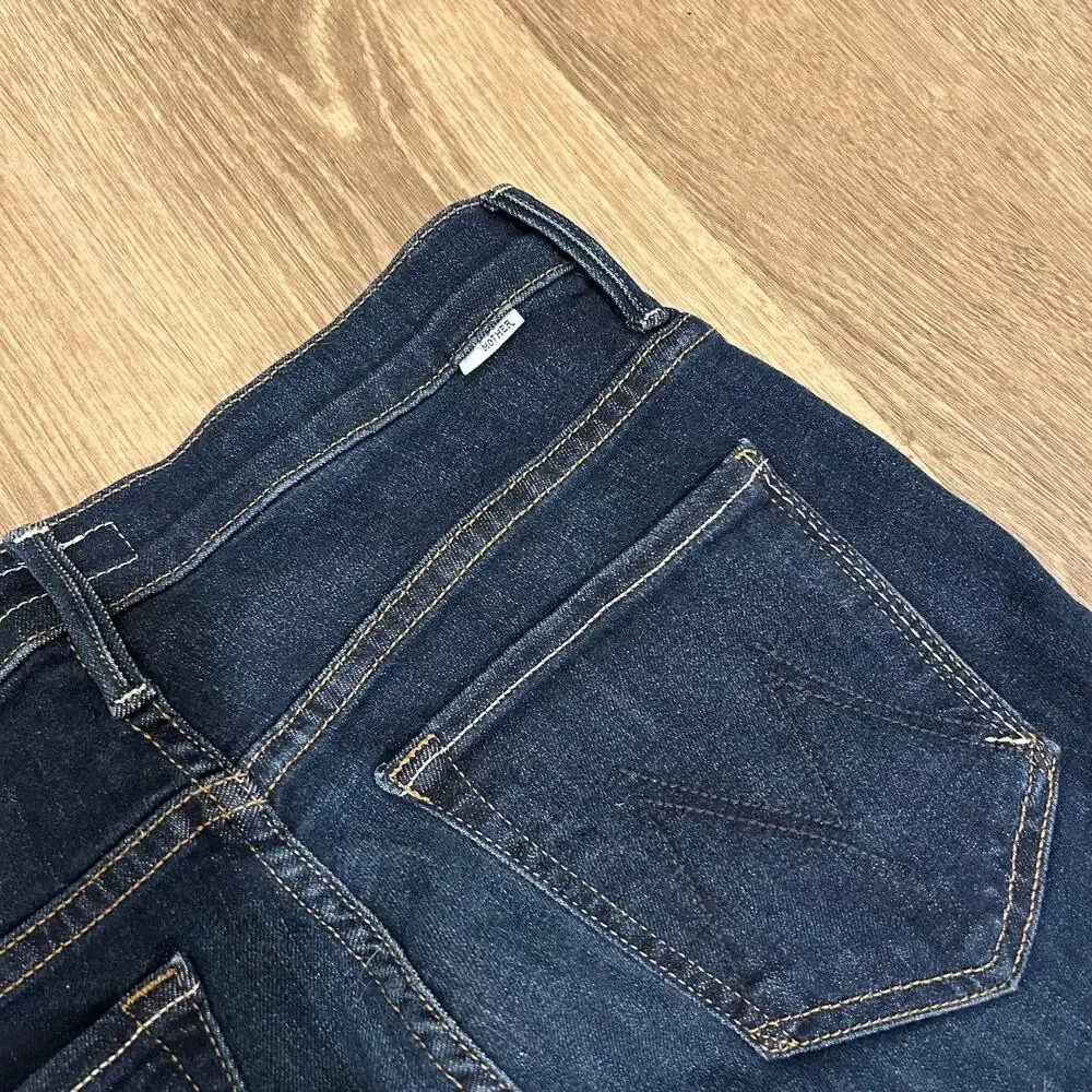 MOTHER‎ Insider Crop Step Fray Bootcut Jeans Off Limits Dark Wash 26 - Picture 10 of 16